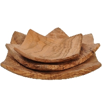 Lot de 3 plats en bois d'olivier