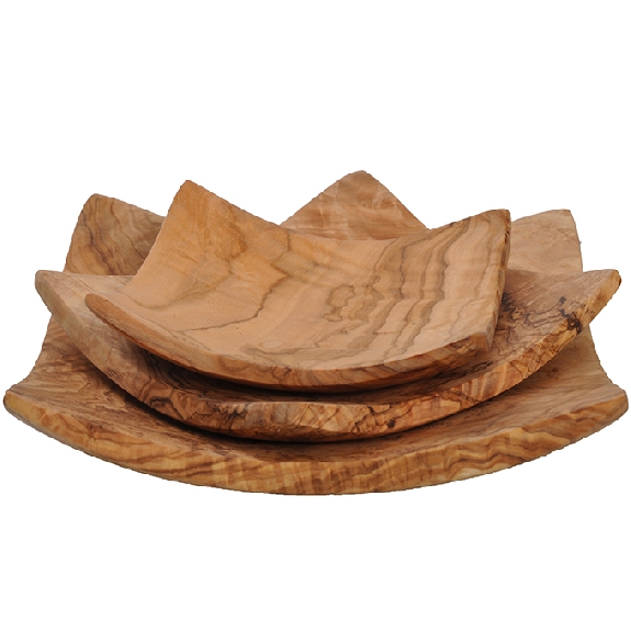 Lot de 3 plats en bois d'olivier